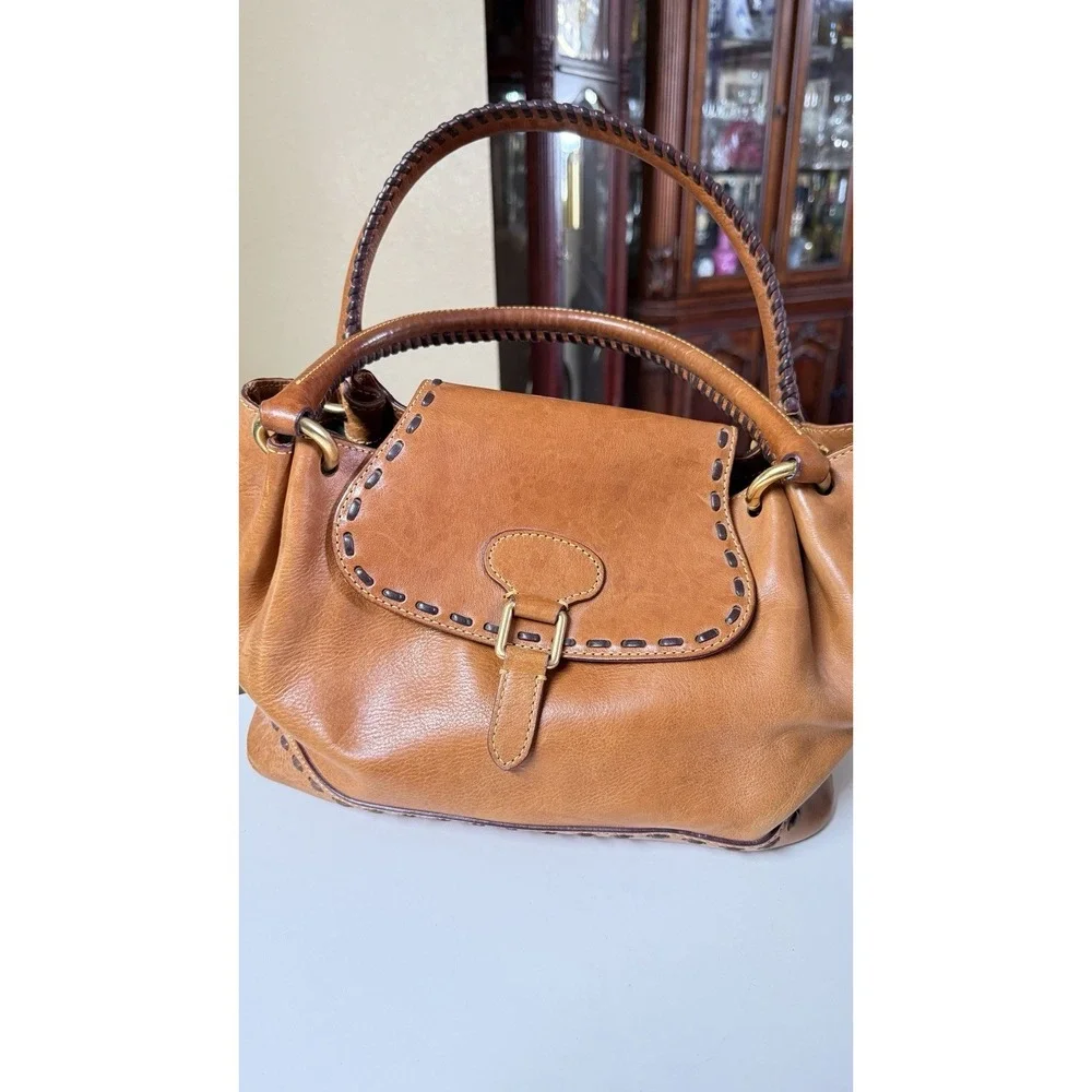 DOONEY & BOURKE Florentine Brown Leather Flap Satchel Handbag Women's‎ Purse